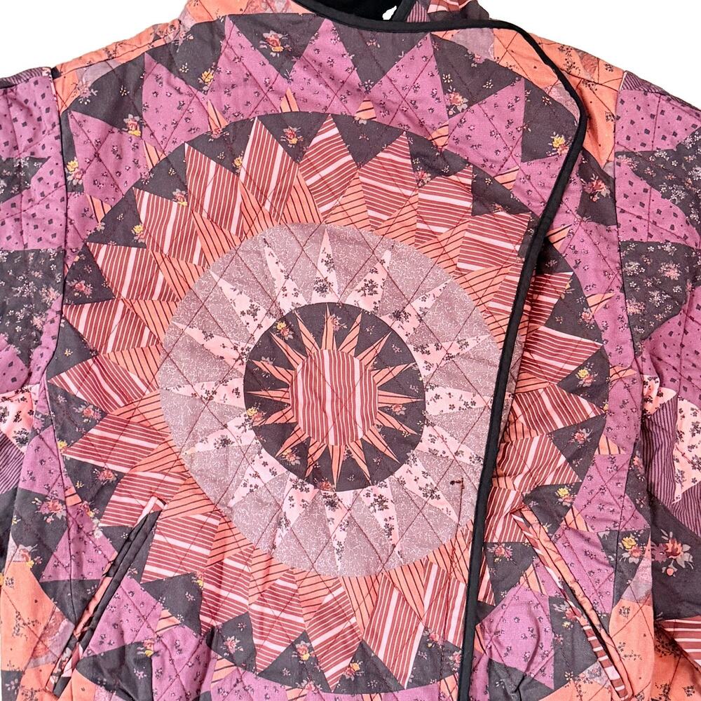 Free People Camile Quilted Cropped Patchwork Jacket Boho S EUC RARE** - Picture 4 of 6